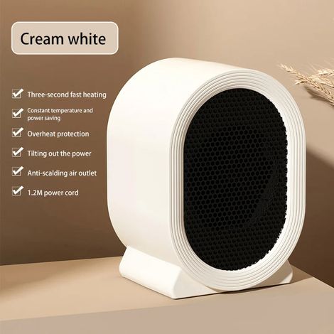 Chauffage électrique sur pied (blanc), petit chauffage électrique pour la maison et la chambre, silencieux, inclinable et arrêt automatique. (1/5)