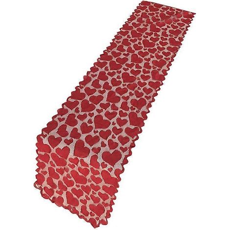 Chemin de table 14 x 72 pouces à motif cœur rouge, nappe décorative festive pour la Saint-Valentin, articles de fête (rouge) (1/5)