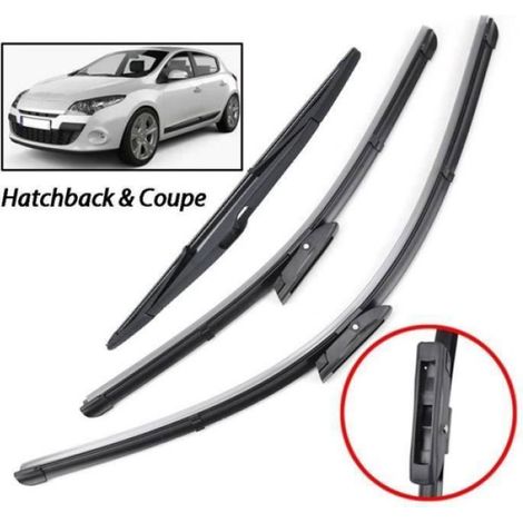 Balai Essuie-Glace - Pour Renault Megane 3 MK3 Hayon Coupé 2008-2015 - Avant Arrière - Lot de 3 (1/4)