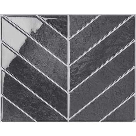 10 autocollants muraux 3D en PET gris foncé (29 x 22,9 cm) à décoller et coller pour les murs de la cuisine et de la salle de bain (1/5)