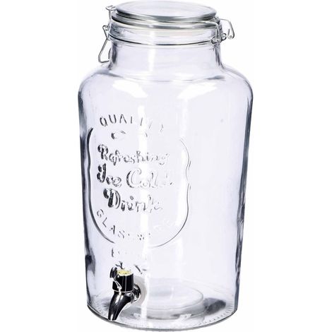 Regalo Italiano Dispenser Vetro con Chiusura Ermetica 7 Lt H 35 x 25 x 18 Cm Trasparente