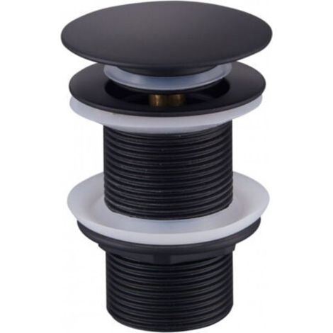 Bonde de lavabo noire sans trop-plein – Laiton haute qualité – Mécanisme clic-clac – Connexion G1¼ – Évacuation rapide (1/5)