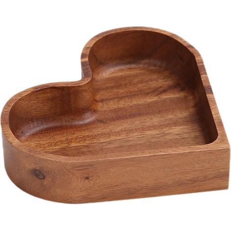 Plateau de service en bois en forme de cœur - Plateau à bijoux - Plateau de rangement pour aliments et bibelots - Plateau à charcuterie en forme de cœur (1/5)