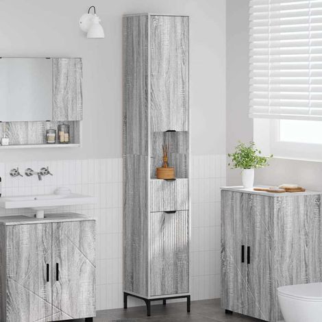 Mueble de baño alto con cajón Gris 31.5 x 33 x 190 cm