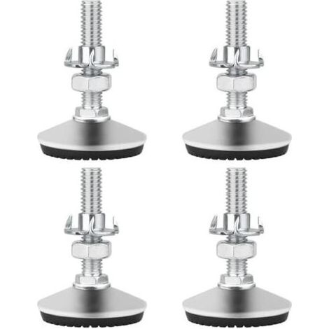 Pieds de Nivellement pour Meuble, Pied Réglable Hauteur en Acier Inoxydable 4 pièces M10 x 50mm Vis de Réglage avec Base en Caoutchouc Antidérapant et écrou en T (1/5)