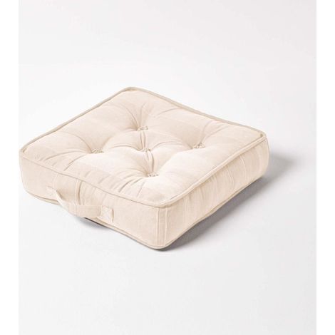 HOMESCAPES Rajput Ribbed Cotton Floor Cushion Natural