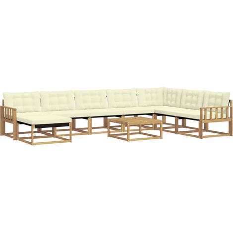 Conjunto de sofás de exterior 9 uds. Blanco y Crema vidaXL (1/5)