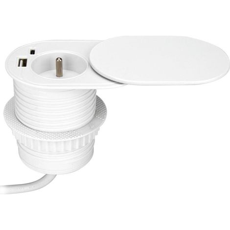 Orno Enchufe Empotrable Ø6cm Blanco con Toma y USB