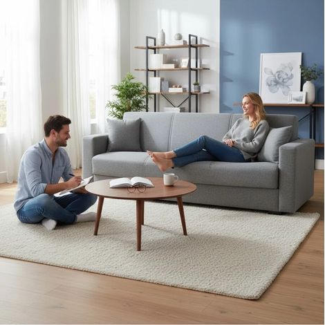 divano letto "afrodite" 3 posti in tessuto grigio 212x80x87 cm (1/4)
