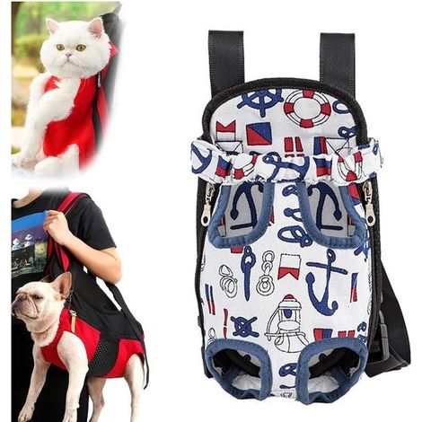 Sac de transport pour chat - Sac à poitrine - Sac à dos pour animaux - Bandoulière confortable et ajustable - Pour chien et chat - Transport mains libres (1/5)