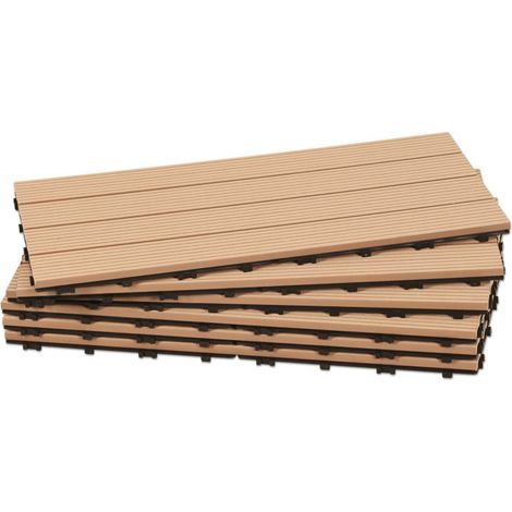 Jiubiaz Piastrelle per patio in WPC 60x30cm Piastrelle per balconi in legno Piastrelle in plastica - Beige - Piastrelle da giardino (6 pezzi) (1/5)