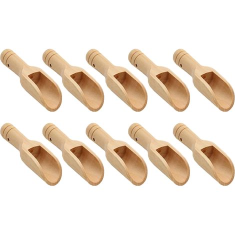 10 Pièces Mini Cuillère en Bois, Cuillères à Bonbons, Cuillère Pelles à épices, Ustensiles de Cuisine, Postuler à pour la Cuisine, Lait, Café, Thé, Bonbons(Brun) (1/5)