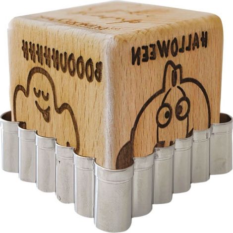 Tampone per Biscotti in Legno 5 Decorazioni + Stampino - Halloween - Scrapcooking