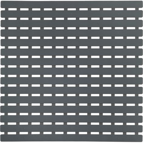 Wenko – Tapis de douche antidérapant 54x54 cm – Plastique sans PVC – 115 ventouses pour sécurité maximale – Design moderne gris