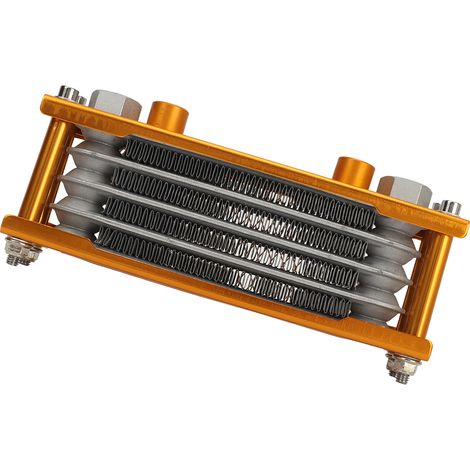 17-teiliges Motorrad-Ölkühler-Set, 4-reihiger Aluminiumkühler, Motorkühlungs-Austauschset für Monkey 125-140 cm³, Gold (1/5)