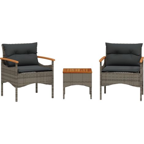 Maison Exclusive - 3-tlg. Garten-Sofagarnitur mit Kissen Grau Pol