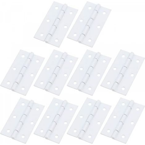 Charnières de boîte blanches 2,36" x 1,41" Charnières de porte en fer Charnières de meubles Lot de 10 pour boîte à outils Coffret cadeau Armoire (1/3)