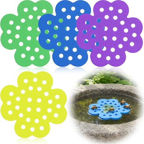 Lot de 4 îlots flottants pour abeilles, station d'abreuvement de 14 cm pour le jardin, bains flottants en mousse EVA, tapis d'atterrissage pour papillons et abeilles, abreuvoir extérieur pour nourrir (1/5)