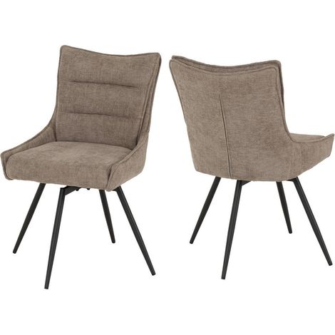 Lewis Swivel Dining Chair (Pack of 2) - L62 x W52 x H87.5 cm - Fawn Fabric