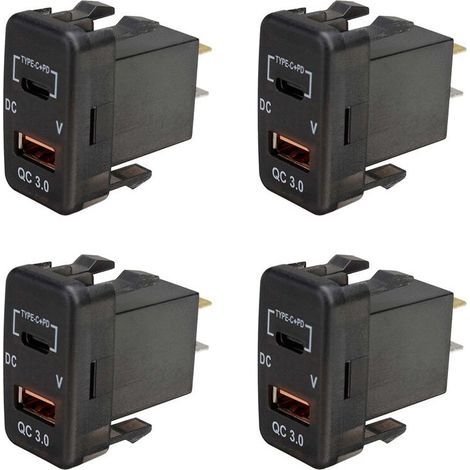 Chargeur voiture 4 voies Type-C + PD QC3.0 double USB tableau bord adaptateur voltmètre pour Land Cruiser Prado (1/5)