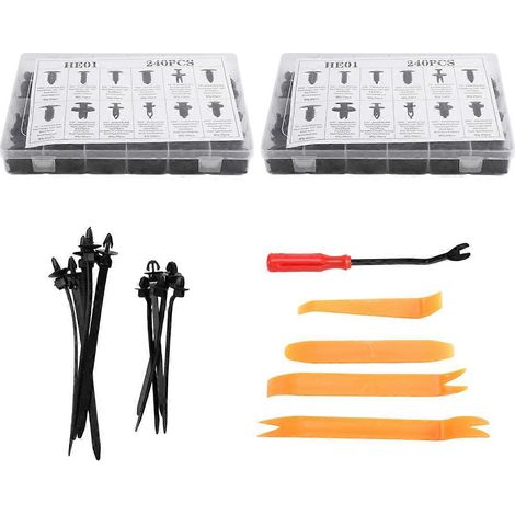 Outil de fixation pour clips de pare-chocs, extracteur de rivets en plastique pour automobile, kit de fixation et de poussée pour rivets en plastique (1/5)