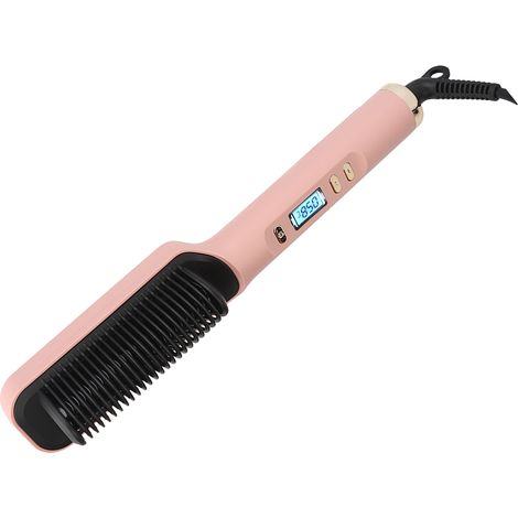 Fer à lisser 2 en 1 avec peigne, ions négatifs et chauffage PTC rapide, écran LCD, rose, prise européenne (1/5)