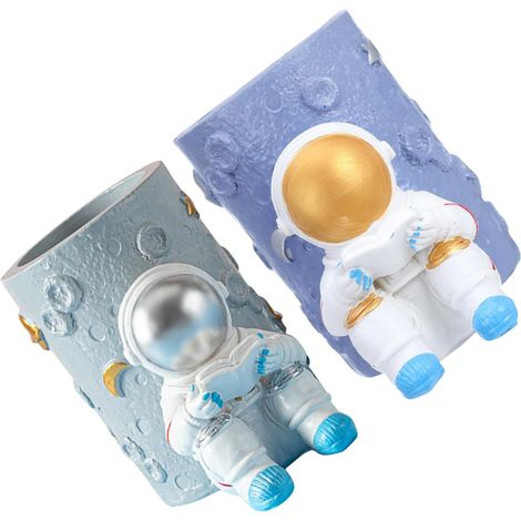 de 2 porte crayons en résine sur le thème de l astronaute (1/5)
