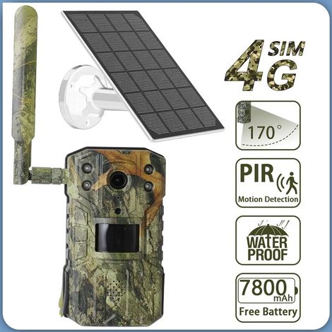 Caméra de Chasse Solaire 4G 4MP Étanche IP66 avec Détection de Mouvement PIR, Vision Nocturne 30 m, Caméra de Surveillance Extérieure, Sans Carte SIM (1/5)
