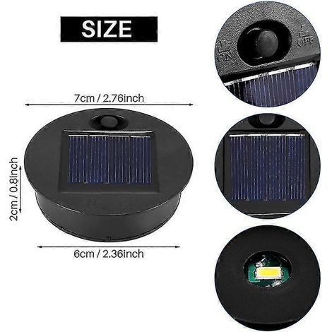 Lot de 4 embouts de rechange pour lampes solaires d'extérieur suspendues, lanternes solaires rondes étanches. (1/5)