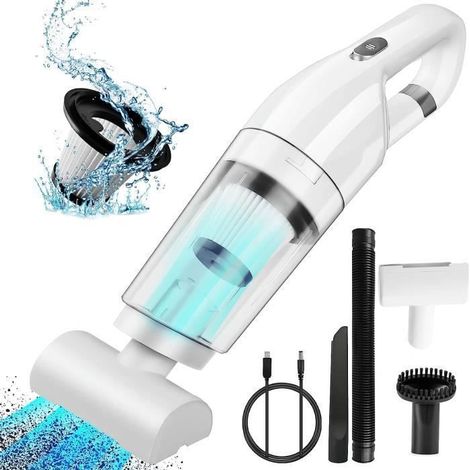 1 aspirateur à main sans fil, forte aspiration 10000 Pa, batterie rechargeable, pour voiture et petits espaces