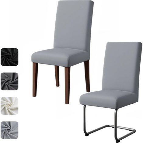 Housse de Chaise Lot de 2 Extensible Housse Chaise Salle à Manger pour Hôtel Banquet Restaurant Decoration,Pavec Bande Élastique pour Un Ajustement Amovible Recouvre Chaises Gris Clair (1/5)