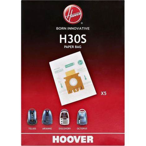 Sacchetti per aspirapolvere Purefit H30S, in nylon, a triplo strato, originali, 20x17x6 cm, compatibili con gli aspirapolvere elettrici Telios, Telios Plus, Arianne, Octopus e Discovery, confezione da (1/5)