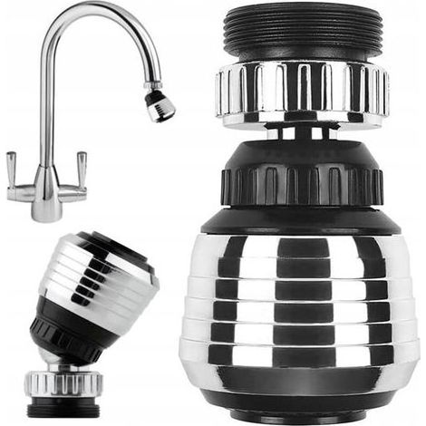 Deux aérateurs de robinet universels réglables Rallonge de robinet de cuisine à double mode Adaptateur économiseur d'eau rotatif abordable Kit complet avec kit d'installation (1/5)