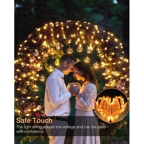 GROOFOO Guirlande Lumineuse Solaire Extérieure,12m 100 LED Solaire 8 Modes Guirlande Guinguette Solaire Exterieure étanche Décoration pour Jardin,Terrasse,Cour,Noël,Mariage,Fête Blanc Chaud [Classe én (1/4)