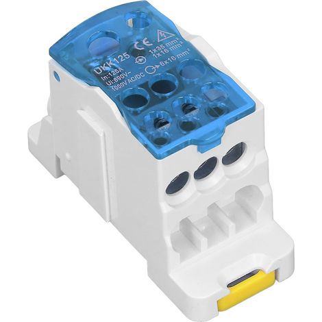 Boîte de distribution sur rail DIN, bornier électrique universel, boîte de jonction pour câbles d'alimentation 690 V 125 A, bleue (1/5)