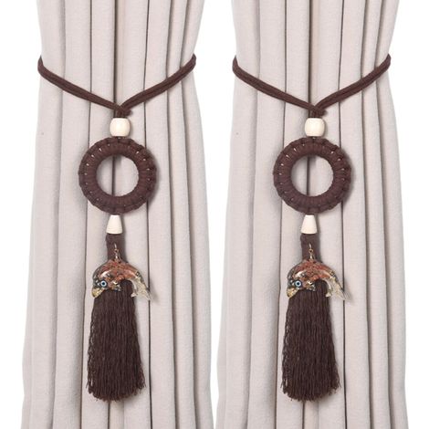 Supports d'embrasses de drapés, supports de rideaux-Marron foncé (1/2)