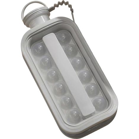Moule à glaçons pliable 2 en 1 pour hockey, bouilloire, bouteille à glaçons sphériques, sans BPA, de qualité alimentaire, à pression rapide, bouteille portable pour l'été, la salle de sport et les voy (1/5)