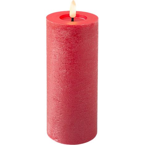 Candela decorativa illuminata LED, altezza 19 cm, colore rosso. (1/2)