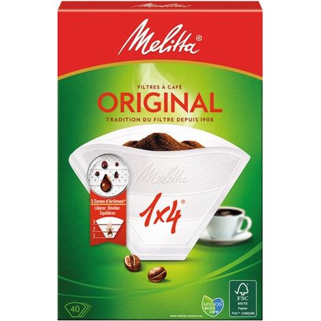 Filtro café 1-4 tazas 40 unid. melitta