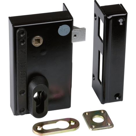 Metalux – Serrure électrique en applique noire – Pêne acier H.25 x L.12 mm – Saillie 20 à 25 mm – Entraxe 45 mm – Clé I – Série ND10