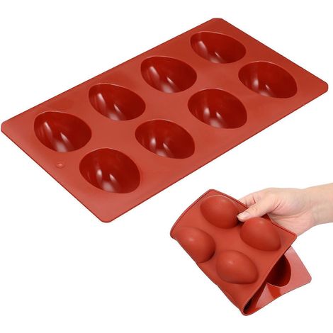 Moule à glaçons en silicone pour œufs de Pâques (8 cavités), chocolat, bonbons, cupcakes et gelée (couleur aléatoire). (1/5)
