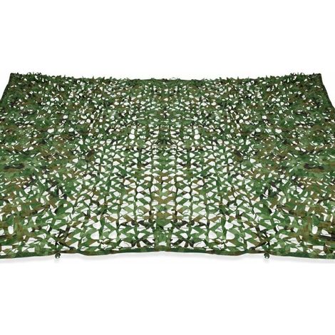 Voile d'ombrage rectangulaire design ombrière camouflage 3x5 M treillis vert (1/4)