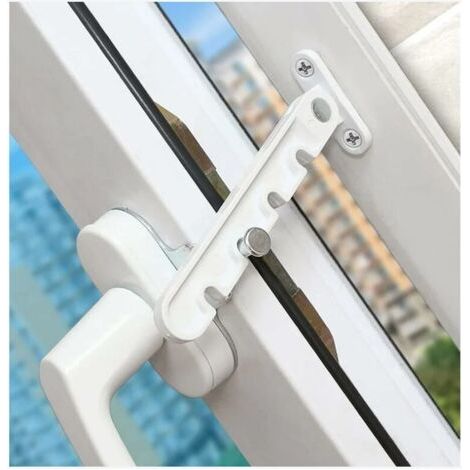 Entrebâilleur de fenêtre à battant, verrou de sécurité pour bébé, verrou anti-pincement, entrebâilleur de ventilation de fenêtre, ouverture vers l'extérieur pour fenêtre UPVC, bois et aluminium,blanc (1/4)