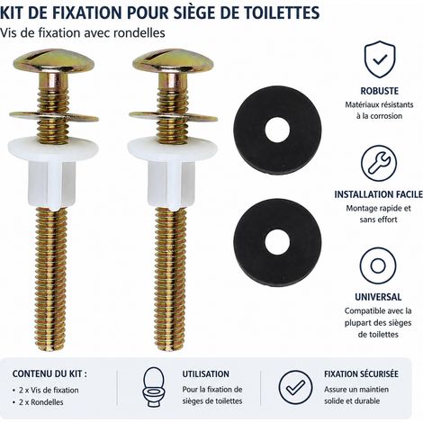 Kit de vis de fixation pour abattant et réservoir WC avec joints en caoutchouc réf 0593 64 g – Livraison gratuite