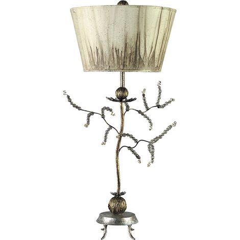 Lampe à poser Art déco arbre doré cristal E27 60W Flambeau (1/5)