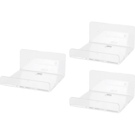 Lot de 3 petites étagères flottantes en acrylique transparent, fixées au mur et adhésives, idéales pour plantes, photos, figurines et appareils photo (1/5)