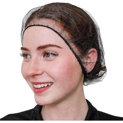Filet à cheveux jetable en nylon - Respirant - Bonnet en maille - 53 cm - Noir - Lot de 100 (1/2)