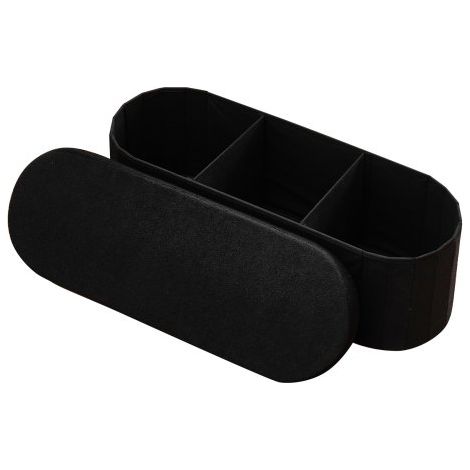 faltbare Ottomane mit Stauraum (oval) Fußbank, klappbarer gepolsterter Sitzhocker bis 299,37 kg belastbar, 11 x 38 x 38 cm, Ottomanentruhe für Wohnzimmer Schlafzimmer, Flur, Schwarz (1/5)