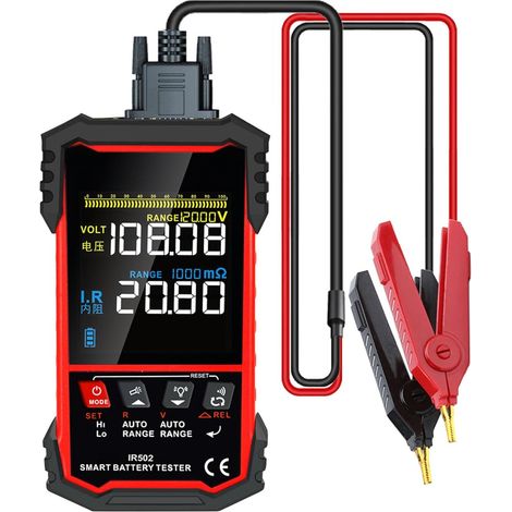 Testeur de Batterie, Testeur de Résistance Interne de Batterie, avec écran 3,2 Pouces, écran rétroéclairé et Fonction Torche LED, Batterie au Lithium 1200 MAh (1/5)