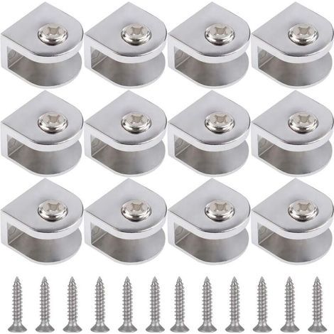 Lntyq 12 pièces de pinces à verre,support de verre réglable,pince de support de verre,support de cloison en verre réglable,peuvent installer de l'argent en verre de 3 à 10 mm d'épaisseur (1/5)